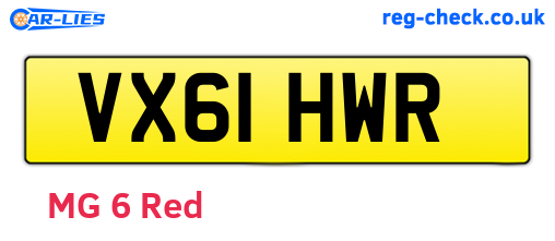 VX61HWR are the vehicle registration plates.