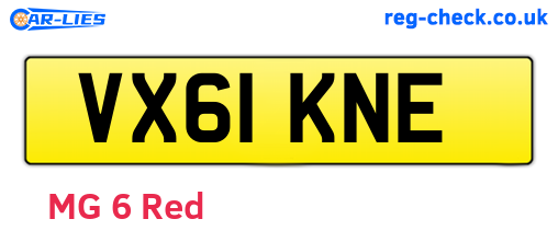 VX61KNE are the vehicle registration plates.
