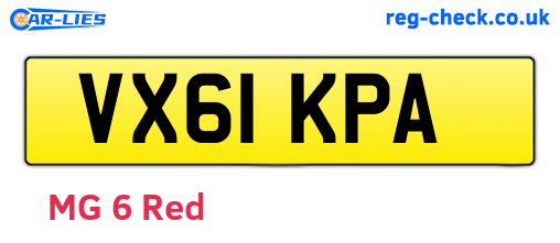 VX61KPA are the vehicle registration plates.