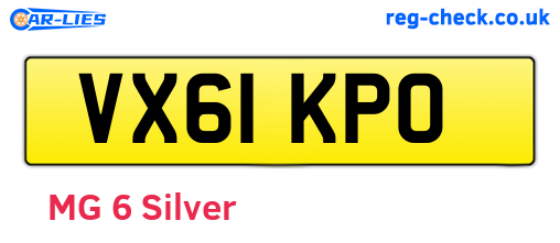 VX61KPO are the vehicle registration plates.