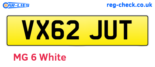 VX62JUT are the vehicle registration plates.