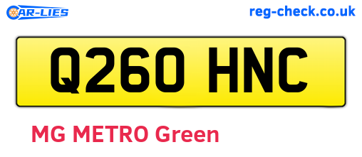 Q260HNC are the vehicle registration plates.