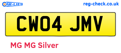 CW04JMV are the vehicle registration plates.