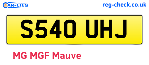 S540UHJ are the vehicle registration plates.