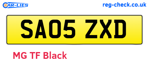 SA05ZXD are the vehicle registration plates.