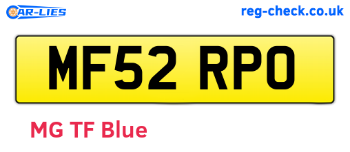 MF52RPO are the vehicle registration plates.