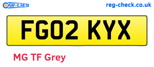 FG02KYX are the vehicle registration plates.