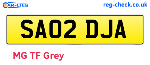 SA02DJA are the vehicle registration plates.