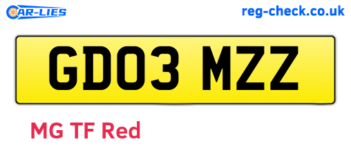 GD03MZZ are the vehicle registration plates.