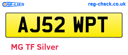 AJ52WPT are the vehicle registration plates.