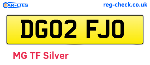 DG02FJO are the vehicle registration plates.