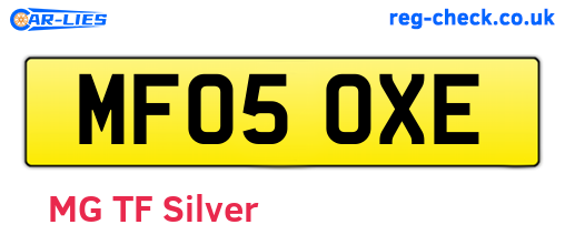 MF05OXE are the vehicle registration plates.