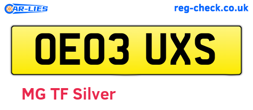 OE03UXS are the vehicle registration plates.