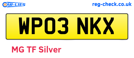 WP03NKX are the vehicle registration plates.