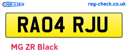 RA04RJU are the vehicle registration plates.