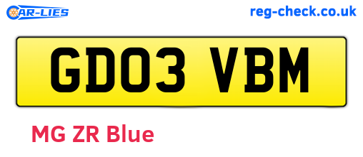 GD03VBM are the vehicle registration plates.