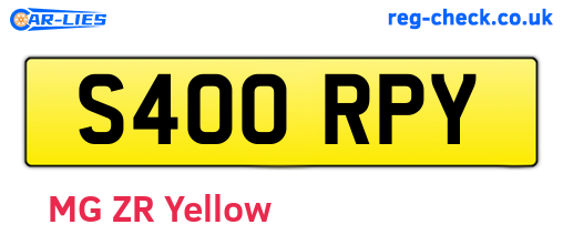 S400RPY are the vehicle registration plates.