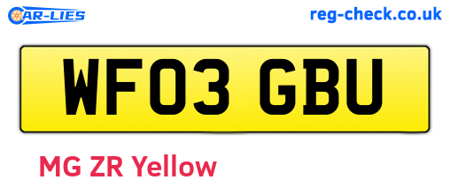 WF03GBU are the vehicle registration plates.