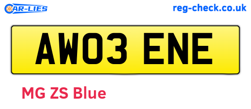 AW03ENE are the vehicle registration plates.