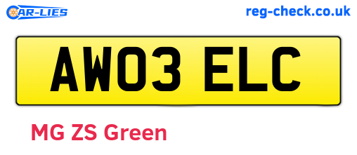 AW03ELC are the vehicle registration plates.