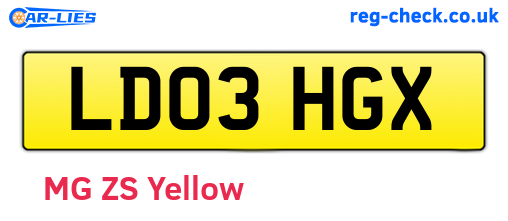 LD03HGX are the vehicle registration plates.