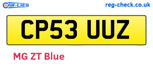 CP53UUZ are the vehicle registration plates.