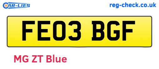 FE03BGF are the vehicle registration plates.