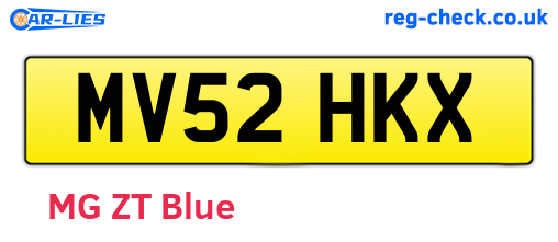MV52HKX are the vehicle registration plates.