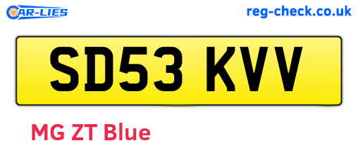 SD53KVV are the vehicle registration plates.