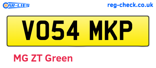 VO54MKP are the vehicle registration plates.