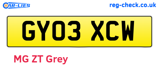 GY03XCW are the vehicle registration plates.