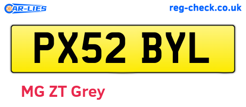 PX52BYL are the vehicle registration plates.