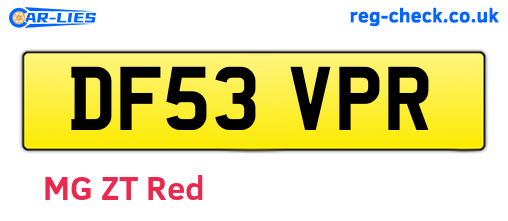 DF53VPR are the vehicle registration plates.