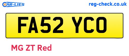 FA52YCO are the vehicle registration plates.