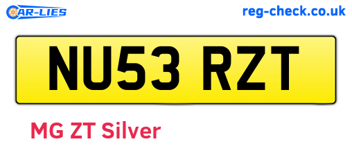 NU53RZT are the vehicle registration plates.