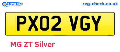 PX02VGY are the vehicle registration plates.