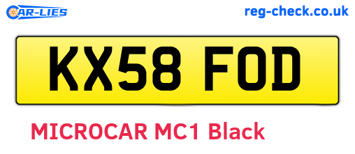 KX58FOD are the vehicle registration plates.