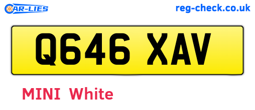 Q646XAV are the vehicle registration plates.