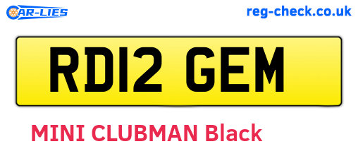 RD12GEM are the vehicle registration plates.