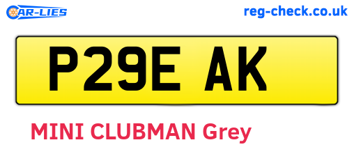P29EAK are the vehicle registration plates.