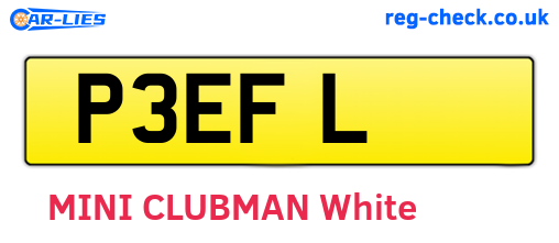 P3EFL are the vehicle registration plates.