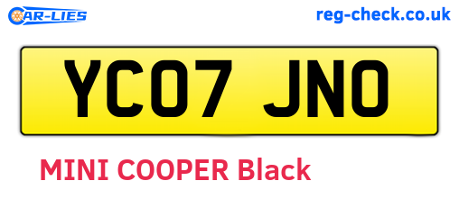 YC07JNO are the vehicle registration plates.