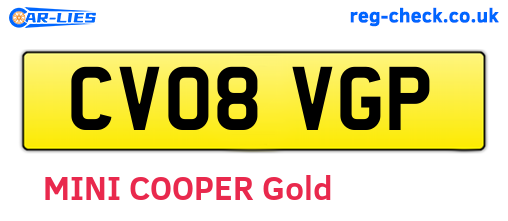 CV08VGP are the vehicle registration plates.
