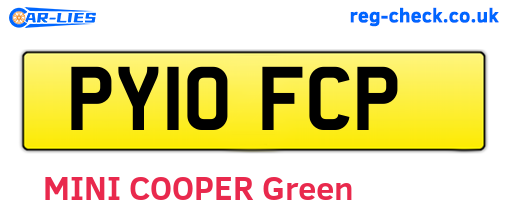 PY10FCP are the vehicle registration plates.