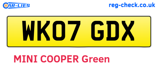 WK07GDX are the vehicle registration plates.