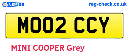 MO02CCY are the vehicle registration plates.