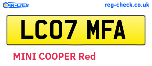 LC07MFA are the vehicle registration plates.