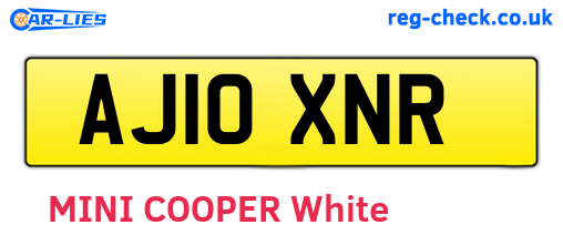 AJ10XNR are the vehicle registration plates.