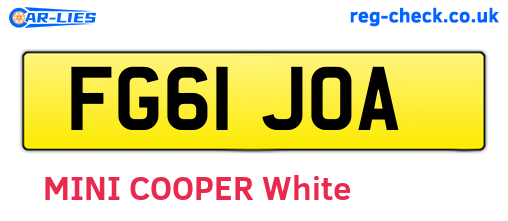FG61JOA are the vehicle registration plates.