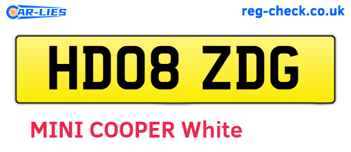 HD08ZDG are the vehicle registration plates.